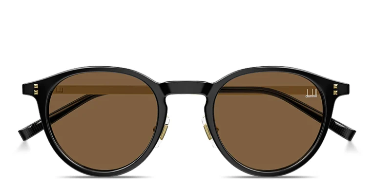 Shop Dunhill Engraved Logo Panthos Sunglasses in Black online.