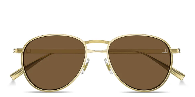 Shop Dunhill Engraved Logo Pilot Sunglasses in Gold online.