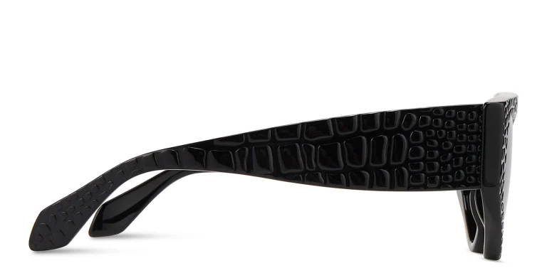 Shop ALAIA Croco Irregular Sunglasses in Black online.
