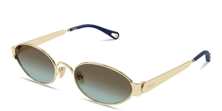 Shop Chloe Holly Oval Sunglasses in Gold online.