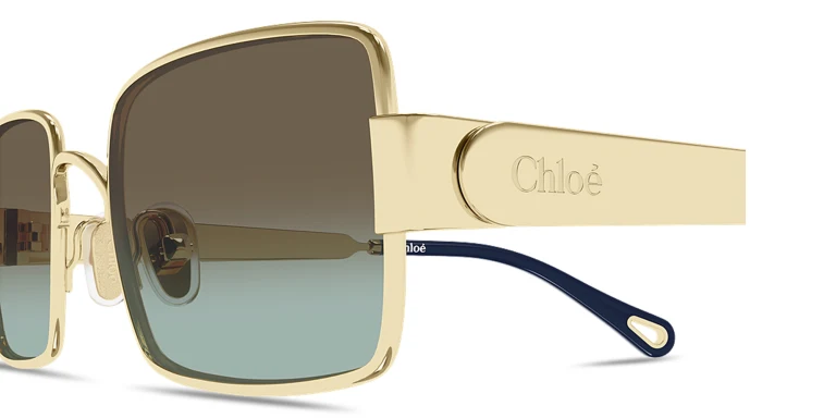 Shop Chloe Holly Rectangle Sunglasses in Gold online.