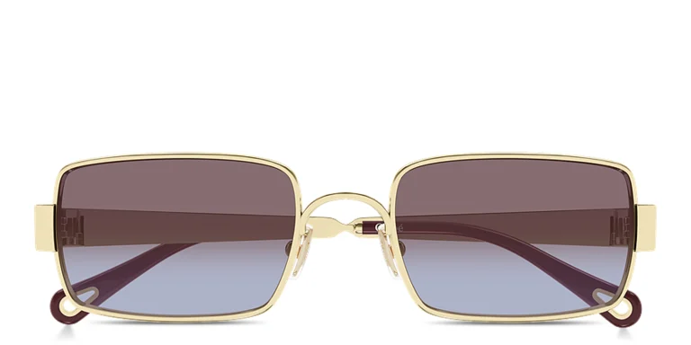 Shop Chloe Holly Rectangle Sunglasses in Gold online.
