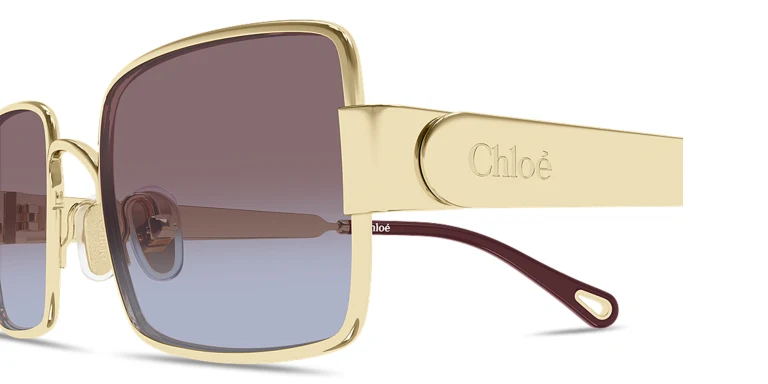 Shop Chloe Holly Rectangle Sunglasses in Gold online.