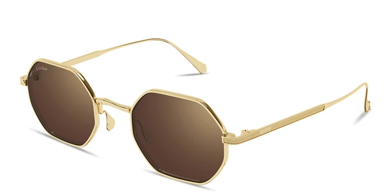 Shop Cartier Signature C de Cartier Unisex Irregular Sunglasses in Gold online.