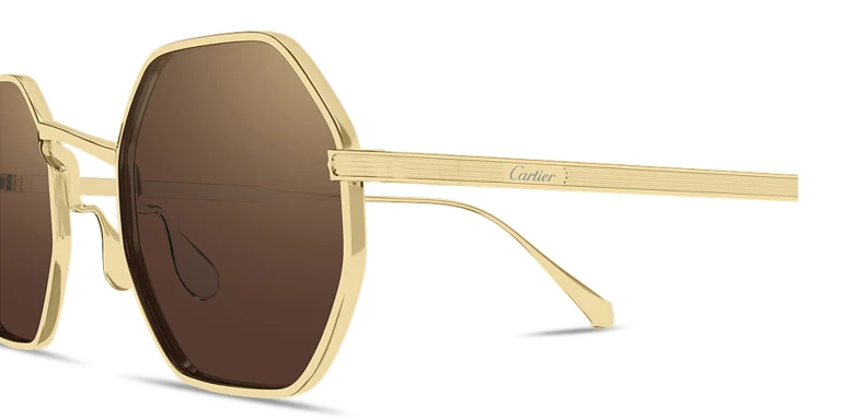 Shop Cartier Signature C de Cartier Unisex Irregular Sunglasses in Gold online.