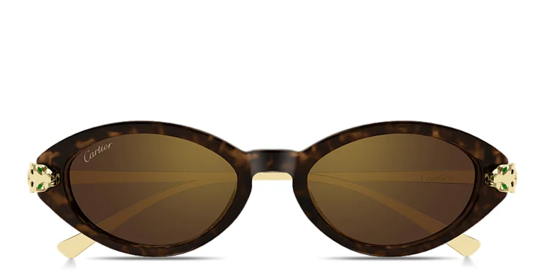 Shop Cartier Panthère de Cartier Oval Sunglasses in Havana online.