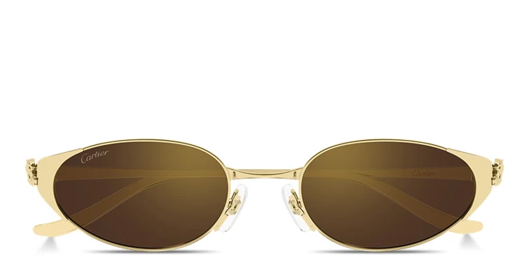 Shop Cartier Panthère de Cartier Oval Sunglasses in Gold online.