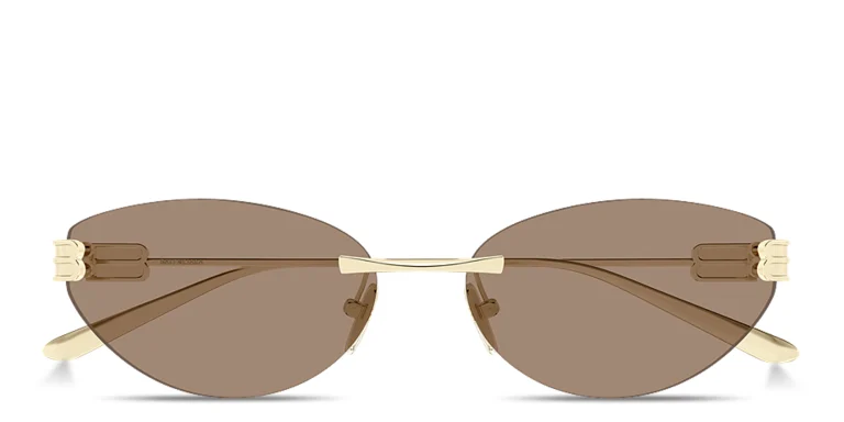 Shop BALENCIAGA Gossip Rimless Cat-Eye Sunglasses in Gold online.