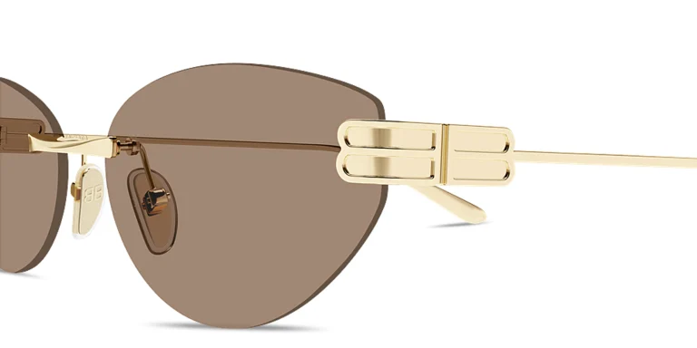 Shop BALENCIAGA Gossip Rimless Cat-Eye Sunglasses in Gold online.