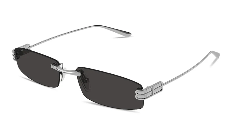 Shop BALENCIAGA Gossip Rimless Rectangle Sunglasses in Silver online.