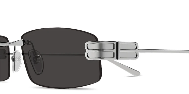 Shop BALENCIAGA Gossip Rimless Rectangle Sunglasses in Silver online.