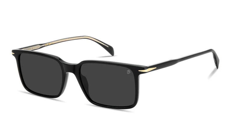 Shop DAVID BECKHAM Talisman Rectangle Sunglasses in Black online.