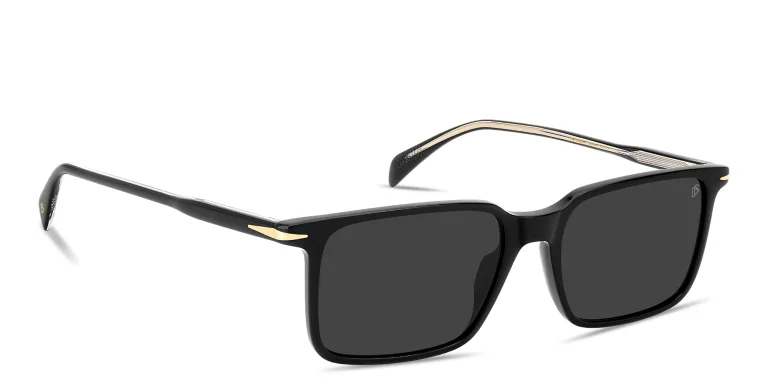 Shop DAVID BECKHAM Talisman Rectangle Sunglasses in Black online.