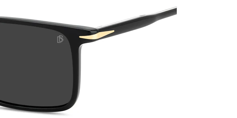 Shop DAVID BECKHAM Talisman Rectangle Sunglasses in Black online.