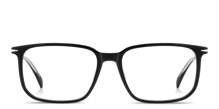 Shop DAVID BECKHAM Talisman Wide Rectangle Eyeglasses in Black online.