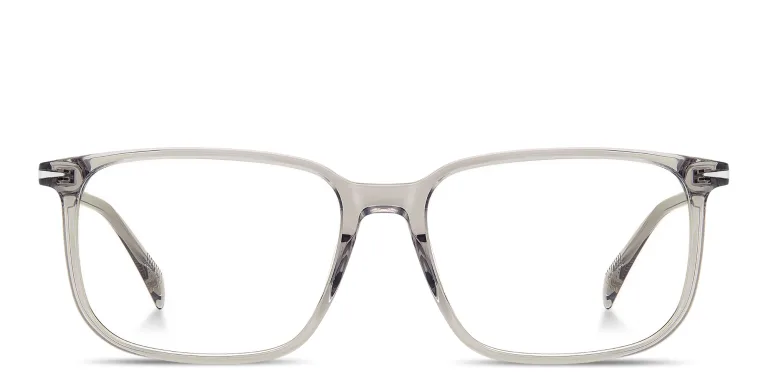 Shop DAVID BECKHAM Talisman Wide Rectangle Eyeglasses in Grey online.