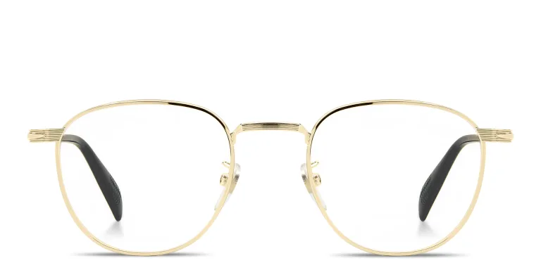 Shop DAVID BECKHAM Talisman Panthos Eyeglasses in Gold online.