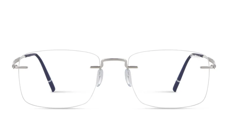 Shop Silhouette The Visionary Rimless Rectangle Eyeglasses in Silver online.