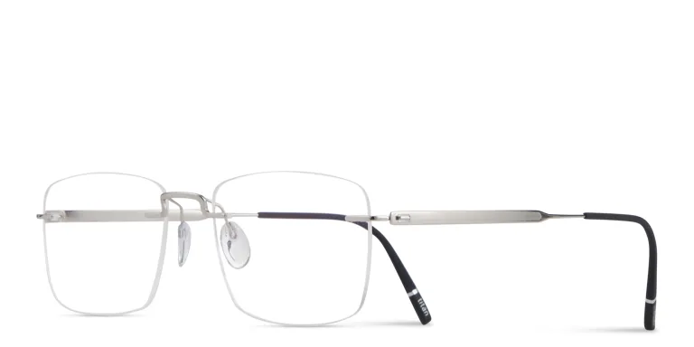 Shop Silhouette The Visionary Rimless Rectangle Eyeglasses in Silver online.