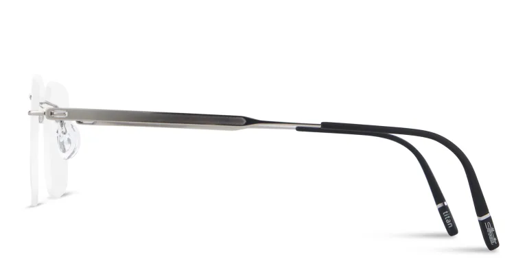Shop Silhouette The Visionary Rimless Rectangle Eyeglasses in Silver online.