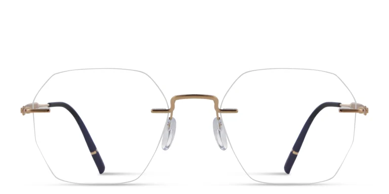Shop Silhouette The Visionary Rimless Irregular Eyeglasses in Gold online.