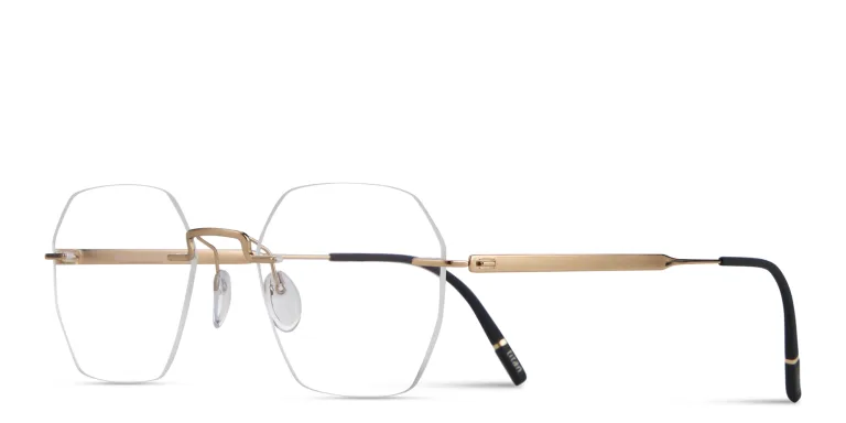 Shop Silhouette The Visionary Rimless Irregular Eyeglasses in Gold online.