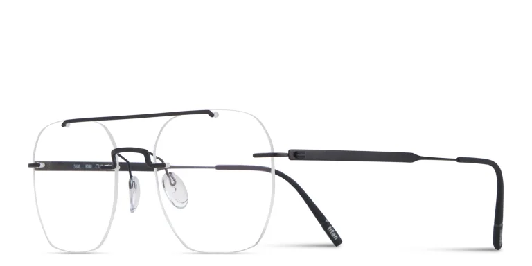 Shop Silhouette The Visionary Rimless Square Eyeglasses in Black online.