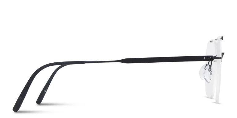 Shop Silhouette The Visionary Rimless Square Eyeglasses in Black online.