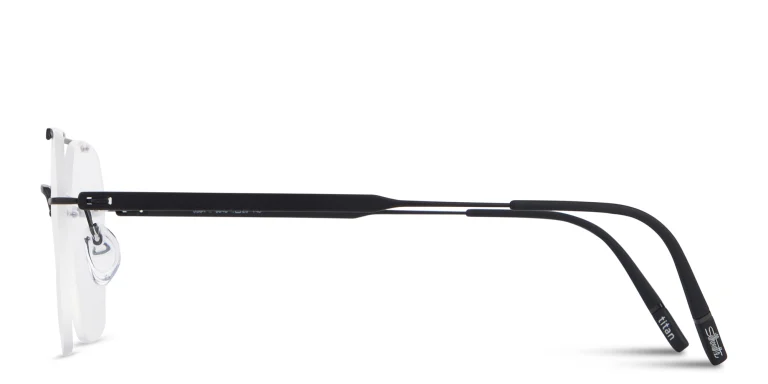 Shop Silhouette The Visionary Rimless Square Eyeglasses in Black online.