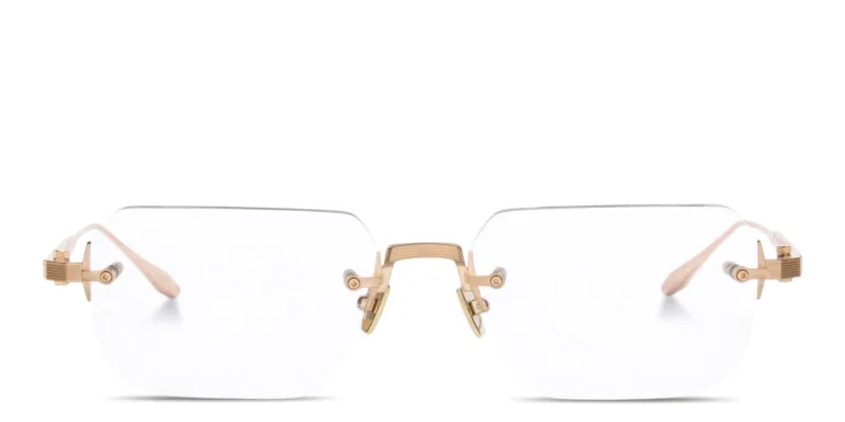 Shop AKONI Juno-Four Unisex Wide Rimless Rectangle Eyeglasses in Gold online.