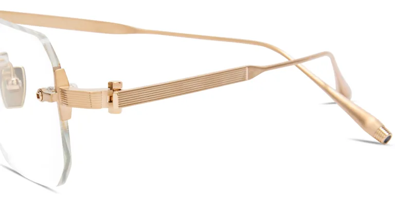 Shop AKONI Juno-Four Unisex Wide Rimless Rectangle Eyeglasses in Gold online.