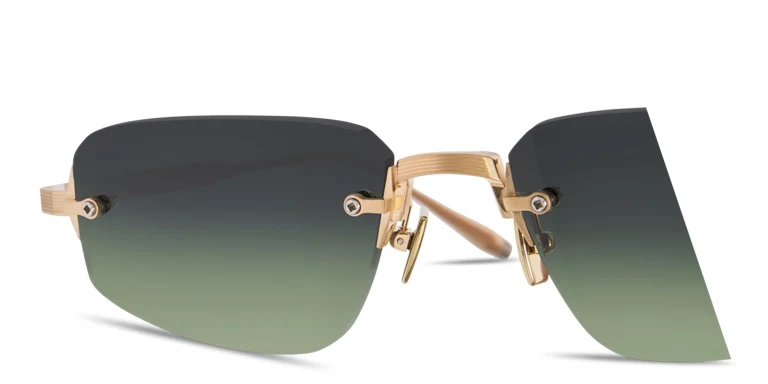 Shop AKONI Juno-Three Unisex Rimless Rectangle Sunglasses in Silver online.