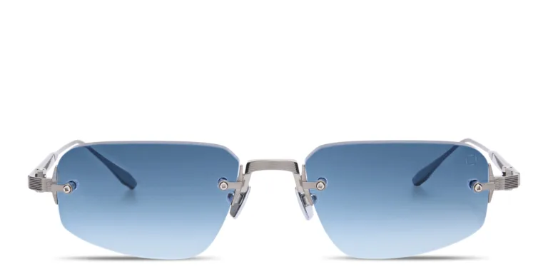 Shop AKONI Juno-Three Unisex Rimless Rectangle Sunglasses in Silver online.