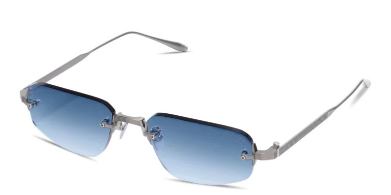 Shop AKONI Juno-Three Unisex Rimless Rectangle Sunglasses in Silver online.