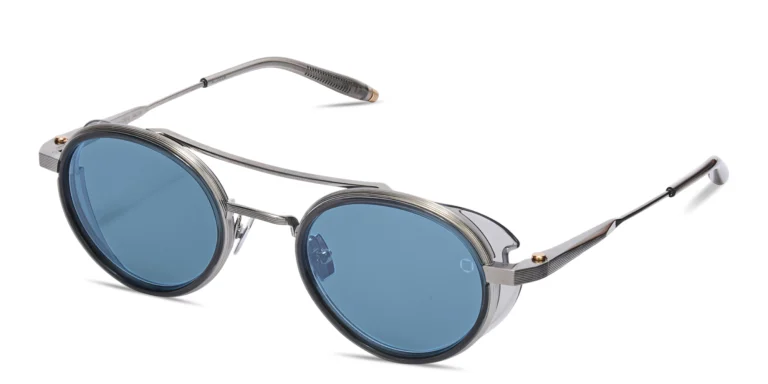 Shop AKONI Astria Unisex Round Sunglasses in Black online.