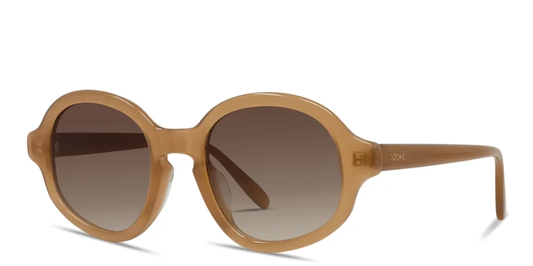 Shop LOEWE Slim Round Sunglasses in Brown online.