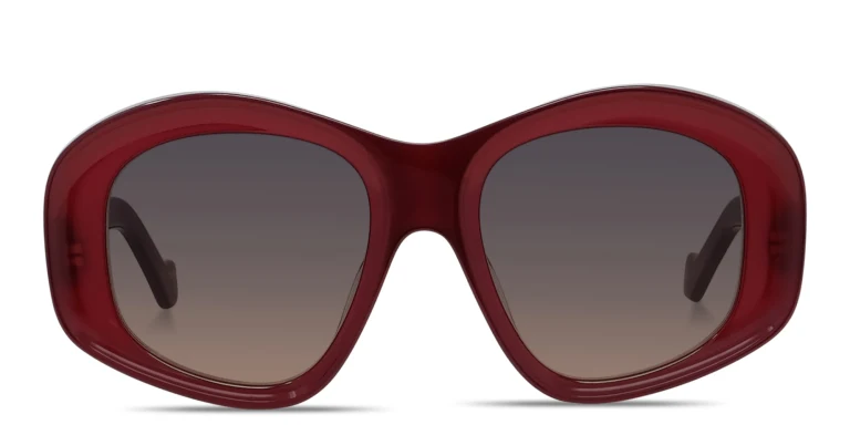 Shop LOEWE Anagram Oversized Irregular Sunglasses in Red online.