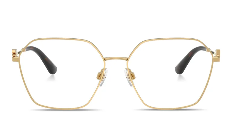 Shop Dolce & Gabbana DG Wide Panthos Eyeglasses in Gold online.