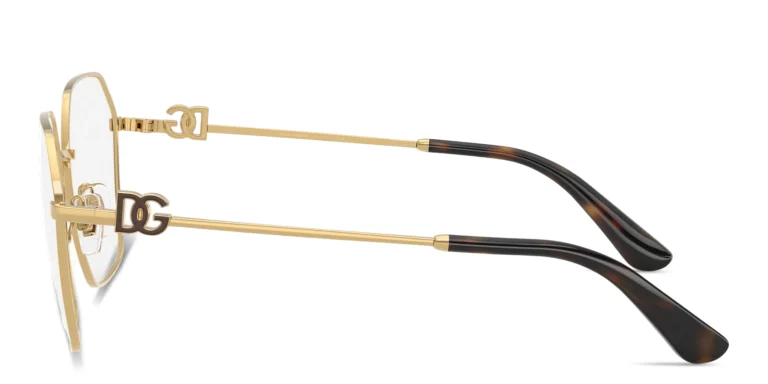 Shop Dolce & Gabbana DG Wide Panthos Eyeglasses in Gold online.