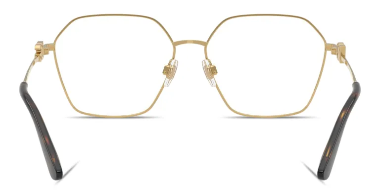 Shop Dolce & Gabbana DG Wide Panthos Eyeglasses in Gold online.