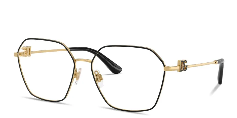 Shop Dolce & Gabbana DG Wide Panthos Eyeglasses in Black online.