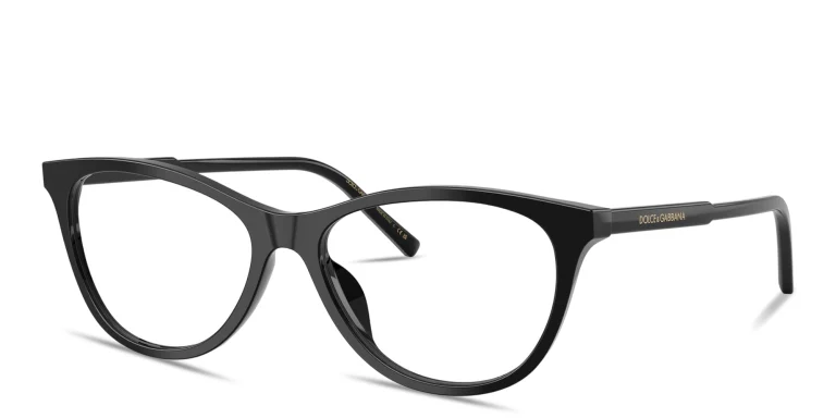 Shop Dolce & Gabbana Logo Signature Wide Cat-Eye Eyeglasses in Black online.