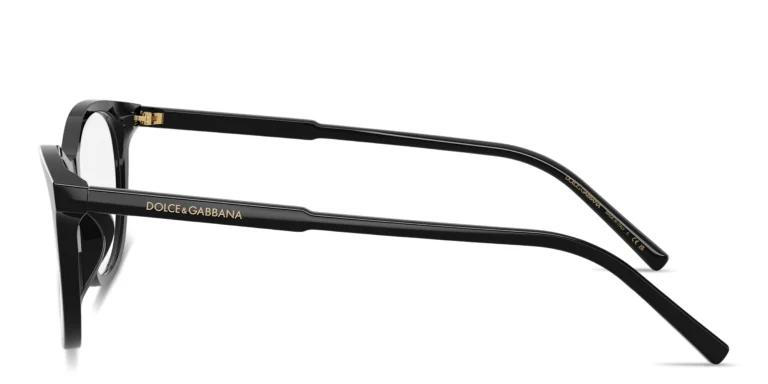 Shop Dolce & Gabbana Logo Signature Wide Cat-Eye Eyeglasses in Black online.