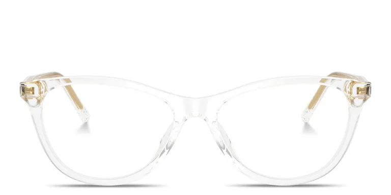Shop Dolce & Gabbana Logo Signature Wide Cat-Eye Eyeglasses in Clear online.