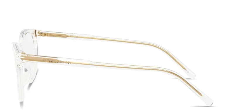 Shop Dolce & Gabbana Logo Signature Wide Cat-Eye Eyeglasses in Clear online.