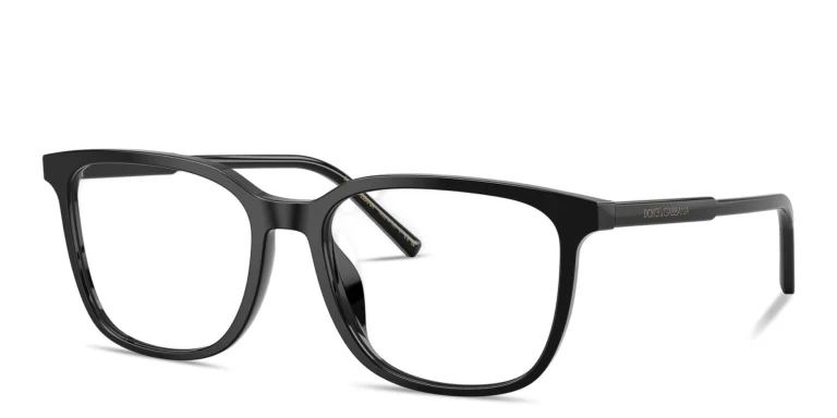 Shop Dolce & Gabbana Logo Signature Square Eyeglasses in Black online.