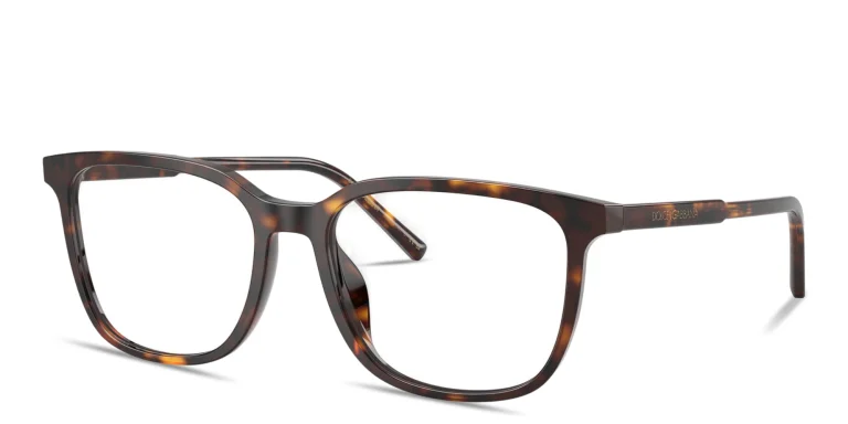 Shop Dolce & Gabbana Logo Signature Square Eyeglasses in Havana online.