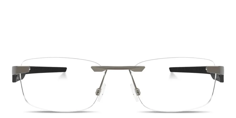 Shop Oakley Steakhouse 1.0 Unisex Wide Rimless Rectangle Eyeglasses in Gunmetal online.