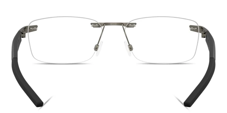 Shop Oakley Steakhouse 1.0 Unisex Wide Rimless Rectangle Eyeglasses in Gunmetal online.