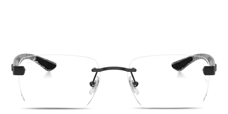 Shop Ray-Ban Optics Unisex Rimless Square Eyeglasses in Black online.